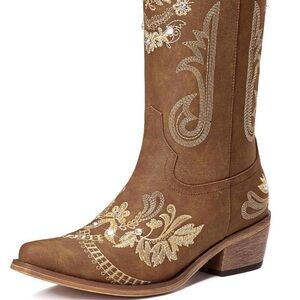 Embroidered Brown Cowboy Boots